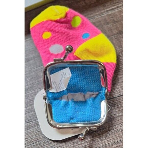 Vtg 90s Sock Coin Purse Nwt Pink Blue Polka Dots Baby - Picture 5 of 6